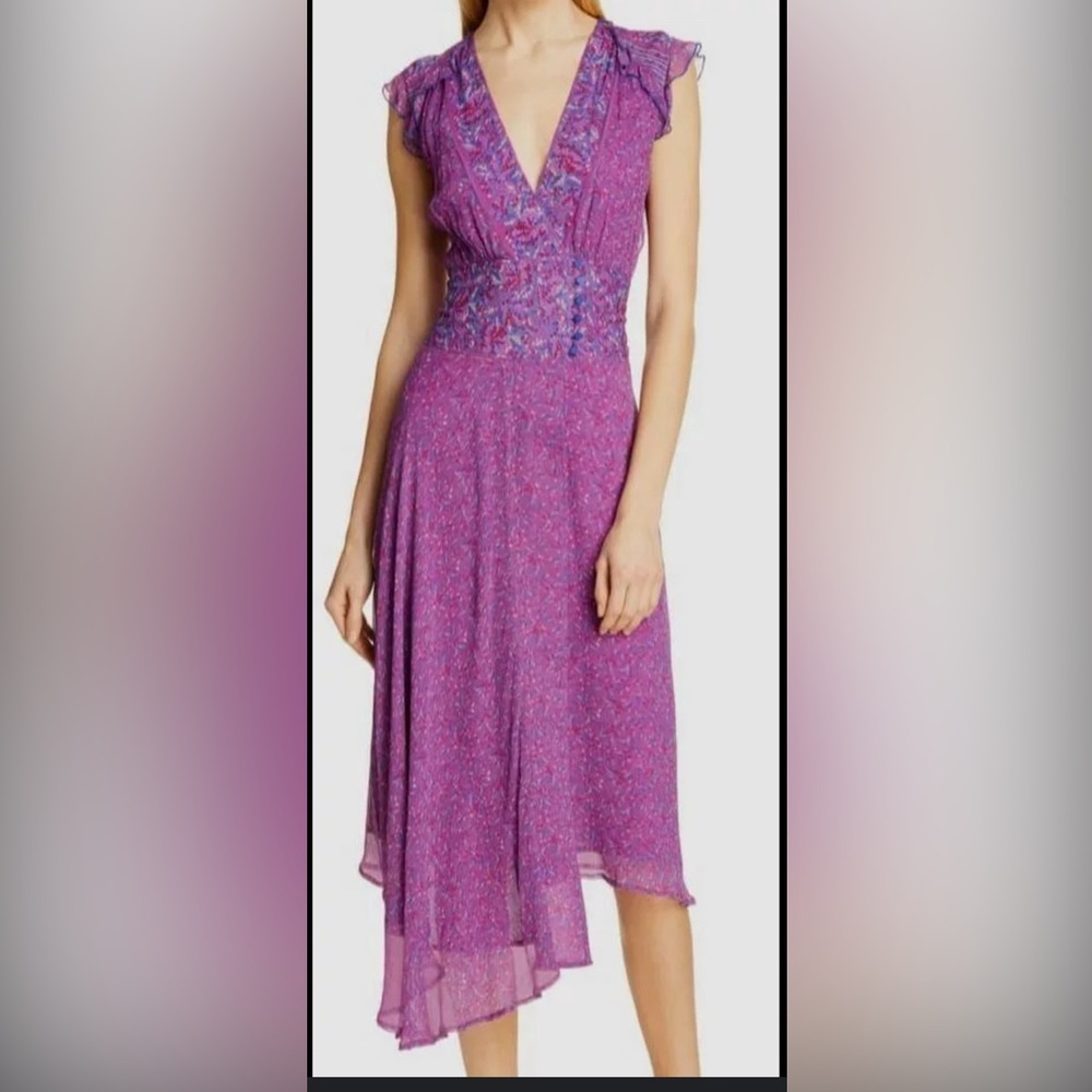 EUC ba&sh- Meryl fuchsia wrap dress. Size US 6.
